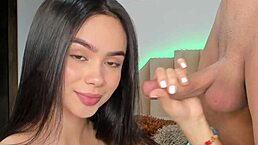 Young cute Colombian amateur Latina gets big cock in tight wet pussy during homemade missionary sex