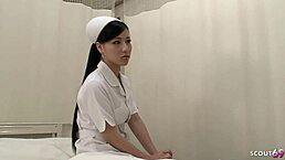 why does slim asian teen 18+ nurse seduce patient to deep creampie sex at japan hospital in uncensored roleplay with riding cowgirl missionary and tight pussy details?