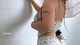 sexy latina gremista dances in panties and shorts showing big ass and natural tits in jeans