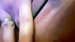 hot goth girl with pierced shaved pussy masturbates solo in panties with fingering and orgasm in homemade close-up style