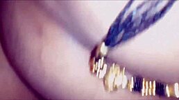 The father-in-law forcefully takes his son's wife in a intense encounter on the bed.