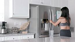 Stepsister offers help with a handjob after getting caught.