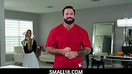 tiny 18+ perfect body blonde teen 18+ in braces seduces guy during thanksgiving football - khloe kapri gi joey