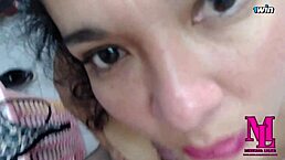 my stepdad makes me lick his cock and he cums on my tits while mom is away