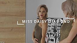 this horny slut with small tits fingers her wet pussy in the mirror. she squirts hard in true ripped off pantyhose on the bed.