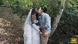 Bride4k cold feet wet pussy with black interracial fucking in forest outdoor wedding cheating