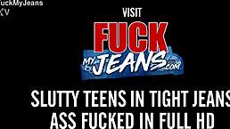 Croatian petite in jeans gets asshole split during hardcore anal ride.