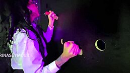 Brunette with Big Ass Takes Two Dicks in Glory Hole for Intense Amateur Toy Action and Spreading!