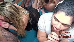 I bet you won't hold back from cumming watching this hot orgy with big asses and wet pussies in wild action.