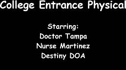 why is destiny 18+ getting her tampa university entrance physical with anal finger and orgasm in latex dress?