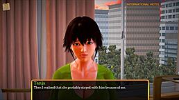 In this episode of the game, the teen explores her new family dynamics with a brunette and a redhead