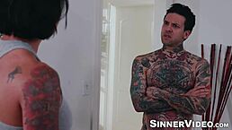 tattooed syren de mer licks and sucks big cock before rough pounding in car by van wylde 🔥