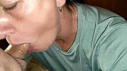 Married Slut Neighbor Hungry For Cum Gives Sloppy Blowjob With Swallow And Teasing