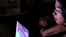 Elena Cruz gives her brother-in-law an intense deepthroat blowjob with cum in mouth finish