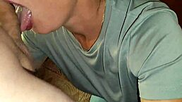 Married Slut Neighbor Hungry For Cum Gives Sloppy Blowjob With Swallow And Teasing