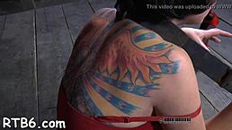 dominatrix-bitch sadomasochism with rough fucking and tight shaved pussy domination on naked slut sucking cock