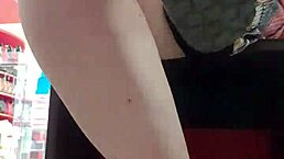 Hey after workout your stepsister flashes dirty feet and panties trying shoes in store 😏