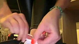 Good morning, love how these leather pants pair with nylon socks for barefoot feet fetish play.