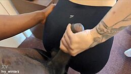 Cute gym girl in leggings takes bbc deep in doggystyle and cowgirl for orgasm.