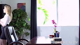 I adore when this busty hot milf in heels blows my hard monster cock deeply. Her big tits and blonde hair make the oral sex unforgettable.