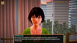 In this episode of the game, the teen explores her new family dynamics with a brunette and a redhead