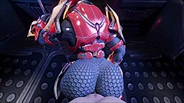 Female sangheili takes control and fucks man in intense session