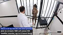 Fema camps brunette Michelle Anderson spreads in latex with dildo and nurse roleplay