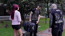 Young Tattooed Colombian Allison Sweet Spanks Ass in Threesome with Neighbors, Rides Cocks for Cum Milking and Orgasms