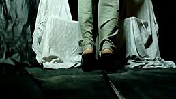 boyfriend dressed as woman FUCKS ass of small 18+ brunette latina. tattoos and doggystyle action dominate the scene.