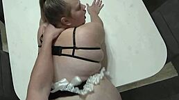 Will you catch this naughty chubby cleaning lady masturbating then bend her over for doggystyle fucking