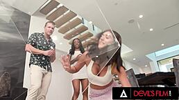 Devils film puts together the hottest ffm threesome compilation with big tits milf and teen face fucking action