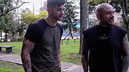 Young Tattooed Colombian Allison Sweet Spanks Ass in Threesome with Neighbors, Rides Cocks for Cum Milking and Orgasms