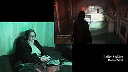 so we're playing naked alan wake 2 with this bbw chick showing big natural tits and belly in part 13