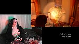 so we're playing naked alan wake 2 with this bbw chick showing big natural tits and belly in part 13