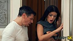 Daddy4k my hot girlfriend cheated quietly with old guy in stockings while I watched TV 😏