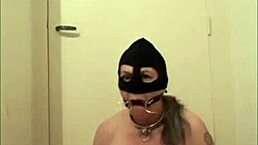 Bend over, you amateur slut, for doggystyle with dildo in outdoor public bondage