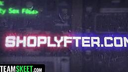 shoplyfter guard stuffs tight thief pussy in garage