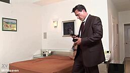 blonde milf mommy, wanna see you gag on cock then take anal gape?