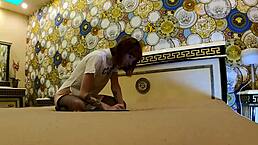 hot tight pussy skinny redhead braless and no panties on the bed gets bored