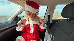 christmas sweet gift to snowgirl in public with blowjob deepthroat fucking bent over doggystyle blonde young wet fetish creampie squirting outdoor swallow riding teasing cowgirl see through