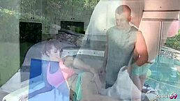 redhead flexible housewife with big tits feels deep emotions as neighbor tricks her into cheating sex with massage