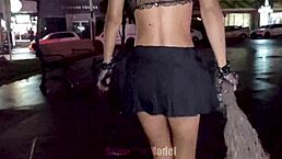 Hairy pussy upskirt and flashing in public for trick or treat fun 😈