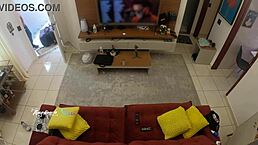 hot wife lets delivery guy SUCK tits on sofa pov