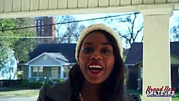 skylar gets on couch to let him put fast toy on her clit