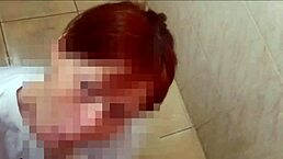 Redhead Sees Cousin Jerking In Shower And Helps Cum