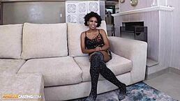 Big Tits Ebony Rides Jumbo Size Producer After Fake Modeling Casting with Blowjob and Riding Action