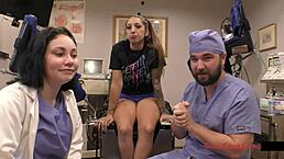 stefania mafras yearly physical - behind the scenes with the tattooed brunette latina nurse in latex gloves and heels spreading for the patient??