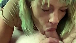 real hooker enjoys sucking cock deepthroat in car backseat on public street and swallows every cum drop homemade