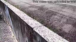 Chubby latina bends over for street doggystyle gaping in public??