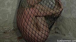 Euro babe bound submissive humiliated by rough maledom in tight web